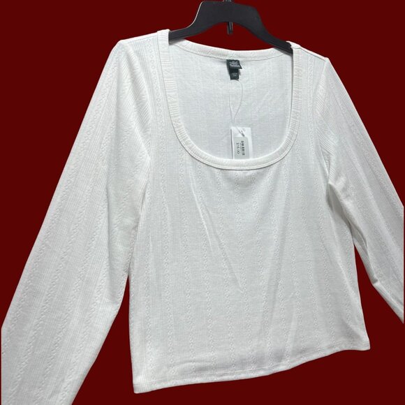 Wild Fable - Women's Long Sleeve Pointelle T-Shirt - White - XXL - Picture 11 of 12